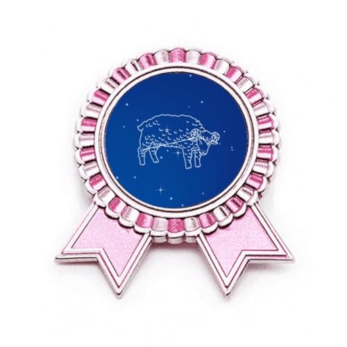 Broche constellation bélier en métal rose univers étoile taille M