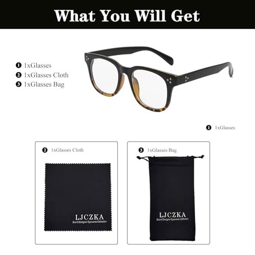 Image of LJCZKA Blue Light Blocking Glasses for Women Men Retro Square Frame Computer Gaming Glasses Anti Eyestrain Eyeglasses