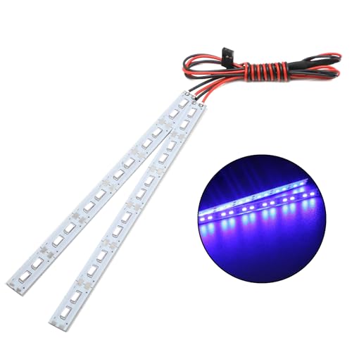 Chanjorlin RC Car 24 LEDs Chassis Lights Strip Aluminum LED Lamp 6V Accessories for 1/8 1/10 1/16 RC Truck Tank Crawler Buggy Car HPS HPI Traxxas SCX24 TRX4 TRX6 Slash Rustler Redcat 4WD (Blue)