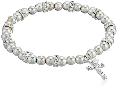 NINE-WEST-Womens-Boxed-Silver-Cross-Stretch-Bracelet-Size-0