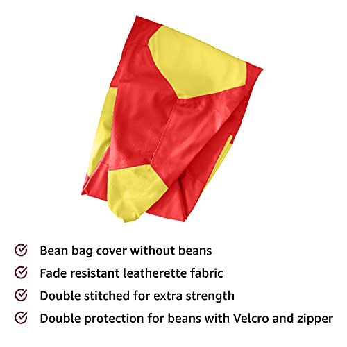 Image of Amazon Brand - Solimo XXXL Bean Bag Cover Without Beans (Brown) Football XXXL Bean Bag Cover Without Beans (Red & Yellow)
