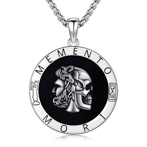 Pendentif Memento Mori argent 925 tête de mort collier quotidien