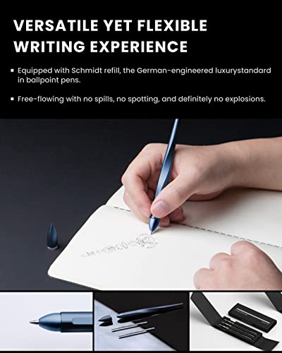 Image of novium Hoverpen Interstellar - Futuristic Luxury Pen Made With Aerospace Alloys, Unique Aesthetic, Free Spinning Executive Pen, Gifts for Men & Women (Neptune Blue)