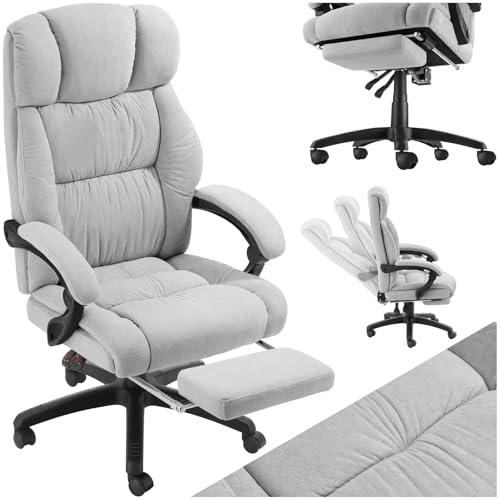tectake® Chaise de Bureau Ergonomique avec Repose-Pieds, Fauteuil de Bureau Rembourrage épais et Revêtement en Velours, Chaise Ergonomique pivotante à...
