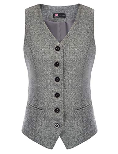 KANCY KOLE Women's Vintage Vest Fully Lined Formal Business Dress Suits Button Down Steampunk Waistcoat2