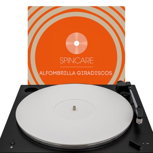 Alfombrilla acrílica blanca para tocadiscos | SPINCARE Premium 4 mm Slipmat Vinilo | Esterilla antielectrostática de 12' | Mejora el sonido del vinilo | Alfombrilla Tocadiscos Hi-Fi