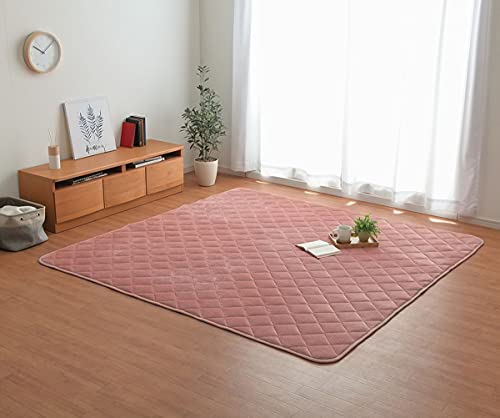 キルトラグ こたつ敷き布団 長方形 フラン キルト ラグ スモーキーピンク 約190×240cm 3畳 ホットカーペット カバー 床暖房対応 滑り止め 無地 北欧 おしゃれ #9845836
