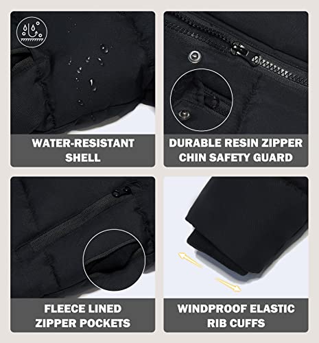 Maoo Garden Boys Winter Coats Kids Puffer Fake Down Jacket Fleece Lined Fur Hooded Snow Anorak Black 13-14Y #TOP5