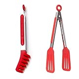 【Premium-Lebensmittelqualität】 Silikon-Lebensmittelzangen bestehen aus Premium-Edelstahl und BPA-freiem Lebensmittel-Silikon + Hochwertiger Edelstahl, robust, hitzebeständig, rostfrei, korrosionsbeständig, leicht, leicht zu handhaben.