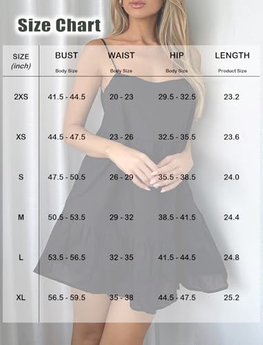 Image of OZICERD Flowy Short Sundress Mini Babydoll Dresses for Women Going Out Tiered Ruffle Beach Spaghetti Strap Swing Dress Cute
