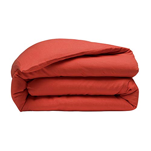 Funda nórdica de 220 x 240 cm, lino lavado rojo, funda nórdica premium 100% lino lavado