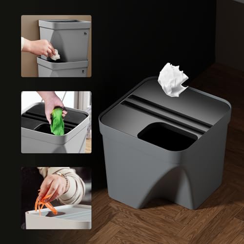 Image of JD FRESH 1 Pcs 10L Dustbin with Lid for Kitchen, Bedroom, Bathroom | Plastic Garbage Bin for Wet & Dry Waste, Food, Biomedical Waste | Multipurpose Trash Can for Home, Office Commercial Use - Grey