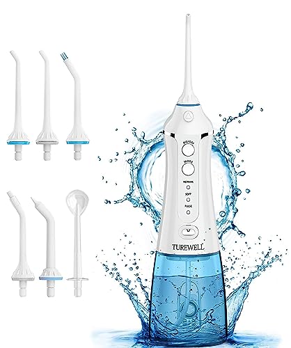 TUREWELL Irrigadores Bucales,Irrigador Dental Portatil con 6 Boquillas 3 Modos, IPX7 Impermeable,...