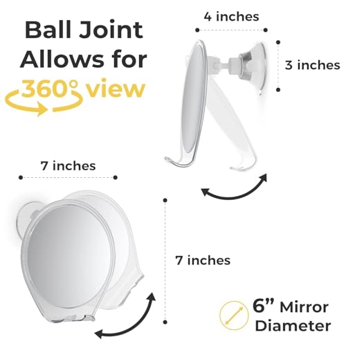 HONEYBULL Fogless Shower Mirror with Suction Mount & Swivel – Anti-Fog Acrylic Bathroom Mirror for Shaving – Built-in Razor Holder, Easy Install (White) - Image 4