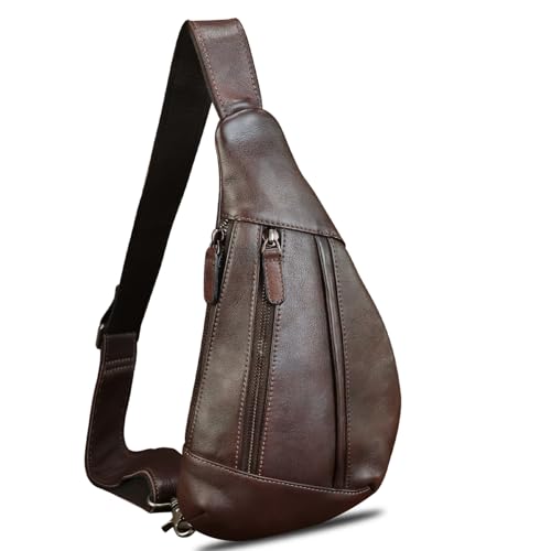 LRTO Genuine Leather Sling Bag for Men and Women Vintage Real Leather Crossbody Chest Bags Backpack Purse for Travel Hiking2