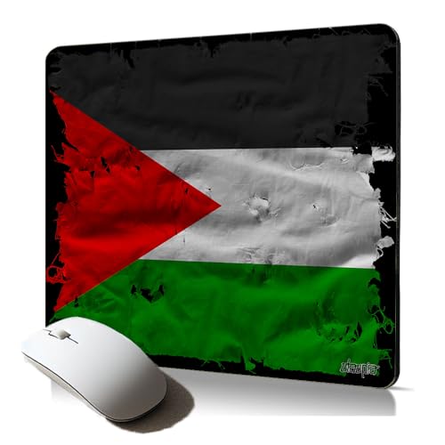 Tapis de Souris Souple Bureau Motif Drapeau Pays Cadeau d'annniversaire, Noel, Retraite Sport 0riginal Rugby Foot Basket Handball Mousepad antidérapant pour Gaming Gamer (Palestine)