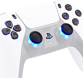 eXtremeRate Multi-Colors Luminated Dpad Thumbstick Udostępnij Przyciski Home Face dla ps5 Controller, Ziarno Drewna Klasyczne Symbole Przyciski Zestaw LED DTF V3 dla ps5 Controller - Controller Nie Jest Wliczony W Cenę