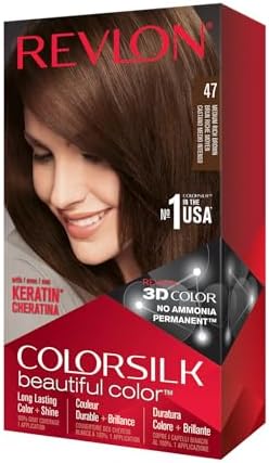 Revlon Permanent Hair Color, Permanent Hair Dye, Colorsilk with 100% Gray Coverage, Ammonia-Free, Keratin and Amino Acids, 47 Medium Rich Brown, 4.4 Oz (Pack of 1)