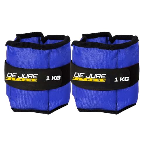 Image of De Jure Fitness Adjustable Ankle & Wrist Weights Pair (1KG x 2) for Men & Women | Strength Training, Walking, Running, Workout, Yoga | Comfortable, Durable | Blue - 2KG