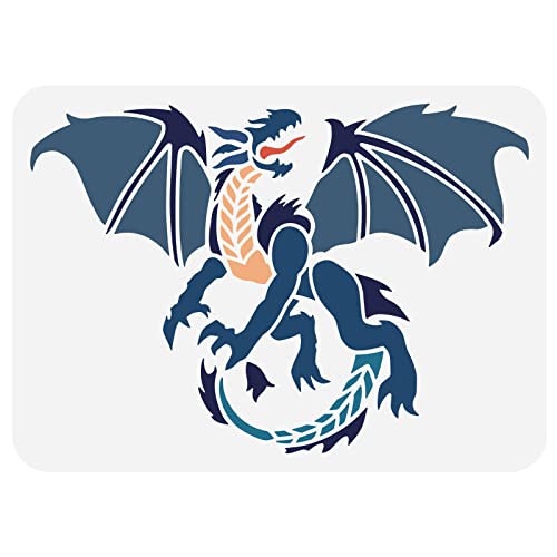FINGERINSPIRE Dragon Painting Stencil 29.7x21cm Reusable Pterosaur Pattern Drawing Stencil Hollow Out Dragon Craft Template for Painting on Fabric Tiles Floor Furniture Wood DIY Art Crafts