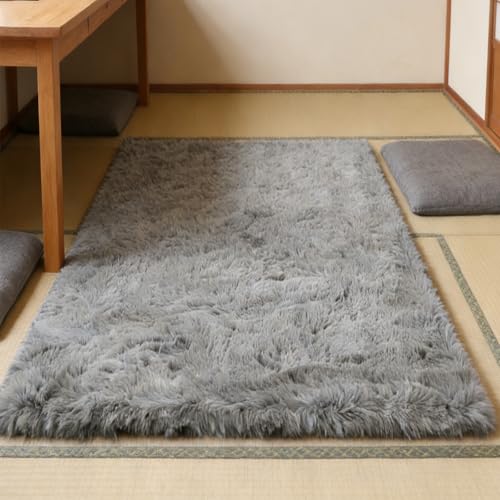 Tapis de salon facile d'entretien haute densité de poils gris - 2