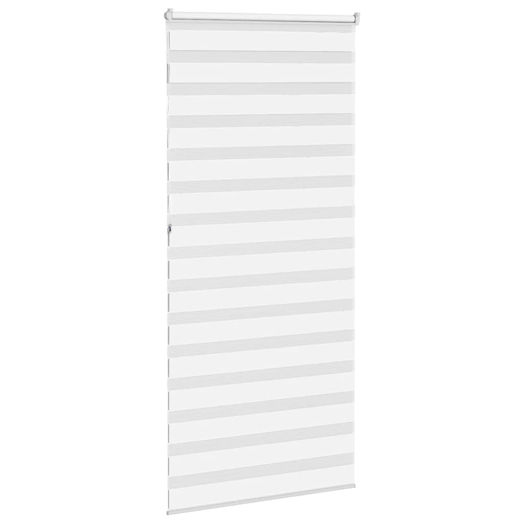Zebra-Rollo, Polyester, Weiß, 115 x 230 cm | Blickdicht, leicht zu reinigen, Wand- oder Fenstermontage, Kindersicherung