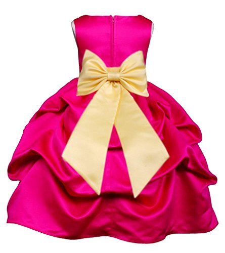 Pink Promise Fuchsia Hot Pink Wedding Pageant Flower Girl Pick-Up Dress with Bow