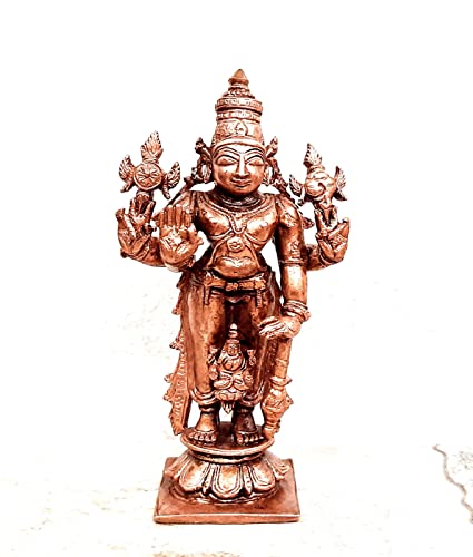 Image of Copper Srinivasa Perumal with Lakshmi Idol 3.9 in