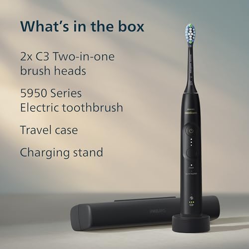 Philips Sonicare 5950 Series Electric Toothbrush, with Pressure Sensor, for Sensitive Gums, 6 Brushing Settings, SmarTimer, BrushPacer, 21-Day Runtime, Travel Case, Black, HX7131/03 - image 9