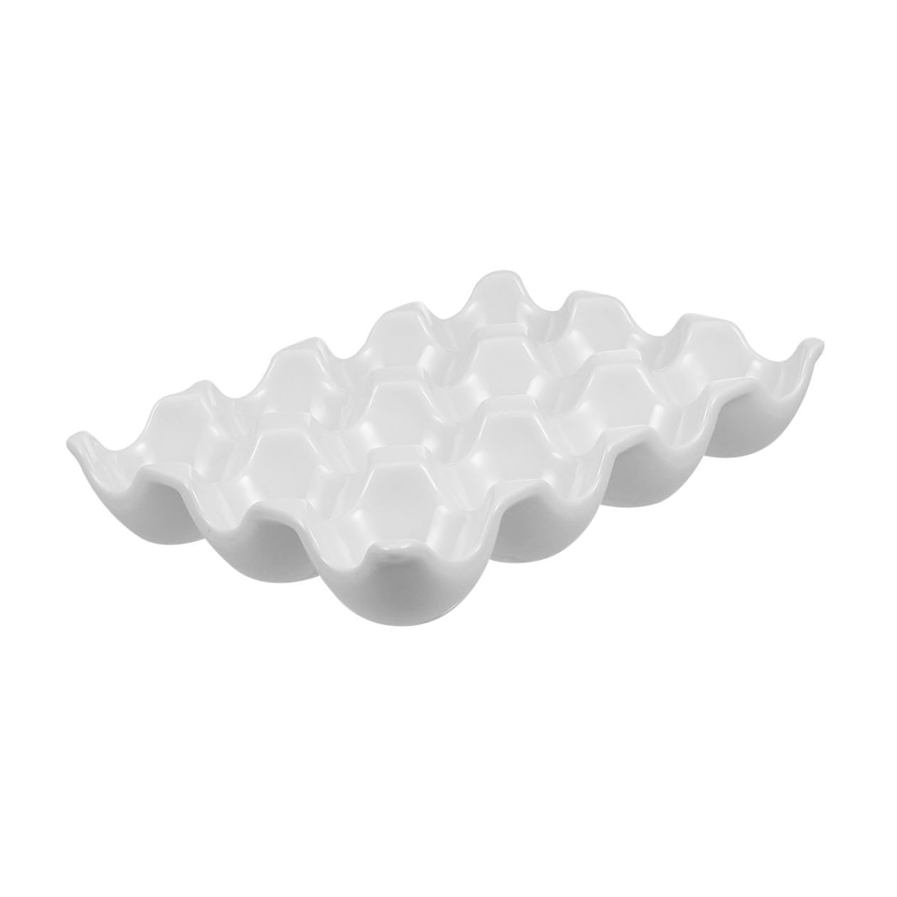 Kichvoe Plateau à Œufs en Céramique Blanc 12 Cases Résistant Haute Température pour Réfrigérateur la Cuisine Protection Œufs Fragile et Rangement Pratique