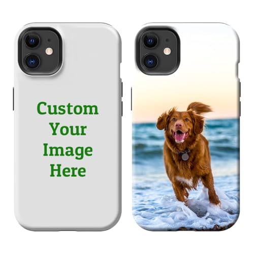 Klsify Personalized Custom Photo Case for iPhone 15 14 13 12 11 10 Pro Max Plus Mini X XS XR SE 2022/20 3rd 2nd Gen 8 7 6 6s Customizable Picture Text Logo Customized Dual Layer Glossy Cover Shell