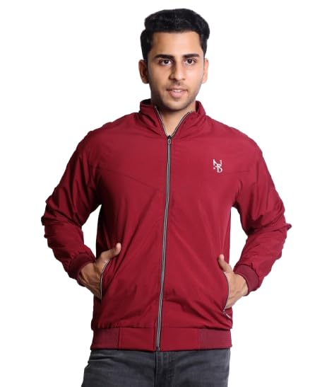 nubie Men's Full Sleeve Windcheater Jacket, Polyester, Front Zipper with Pockets, Semi Winter and Rainy Season Wear-RED-picture-21