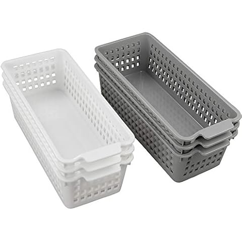 Qshape Small Plastic Storage Baskets, Desktop Baskets, Set of 6 Cover