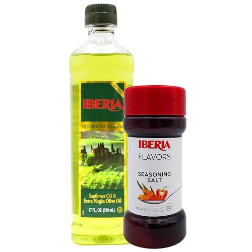Aceite Extra Virgen y de Girasol Iberia, 17 Fl Oz + Sal Sazonadora Iberia, 12 Oz