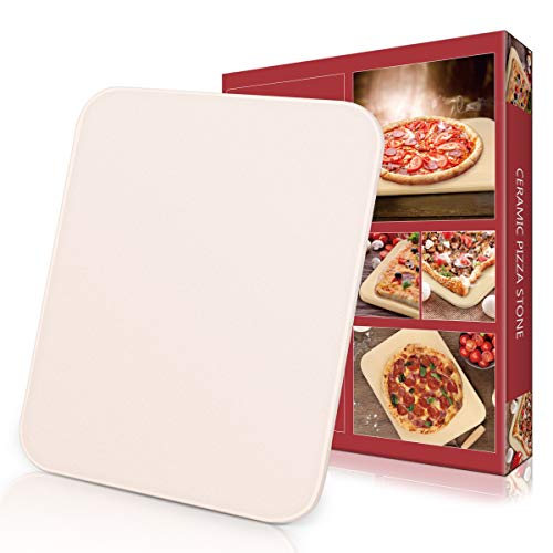Pizza Stone,15"x12" Heavy Duty Ceramic Baking Stone for Oven and Grill, Durable BBQ Pizza Pan, Pizza Grilling Stone for Pizza, Bread, Pies