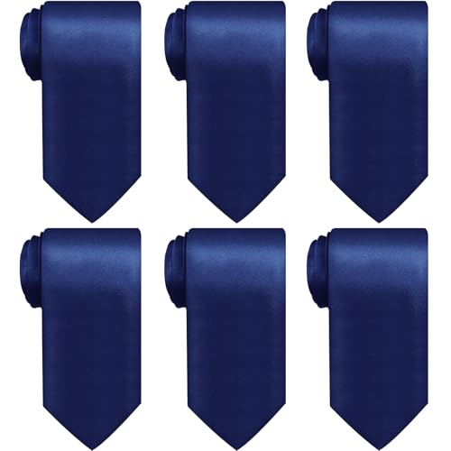 SATINIOR Solid Satin Necktie Set for Men