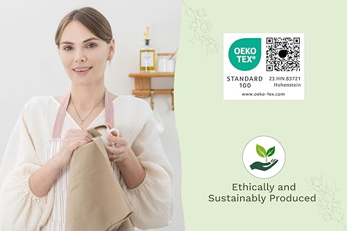 Image of Beige Flour Sack Tea Towels - 100% Organic Cotton, 5 Pack, 27 inchx27 inch, Highly Absorbent Beige Dish Towels - Versatile Lint-Free Kitchen Towels for Baking - Customizable and Easy to Embroider (5 Pack)