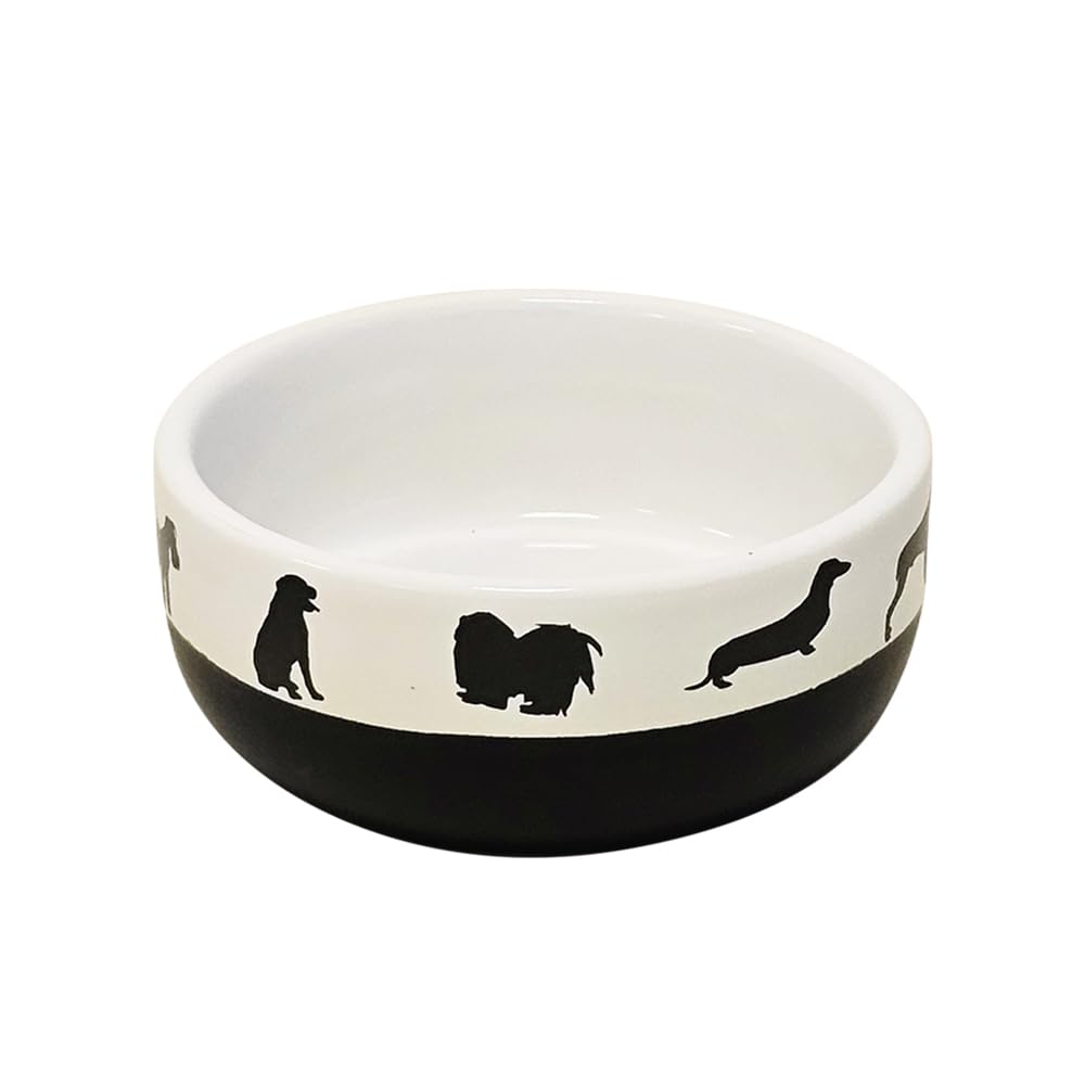 Nobby Dog Ceramic Bowl Shape White/Black Diameter 11.5 x 5 cm 300 ml