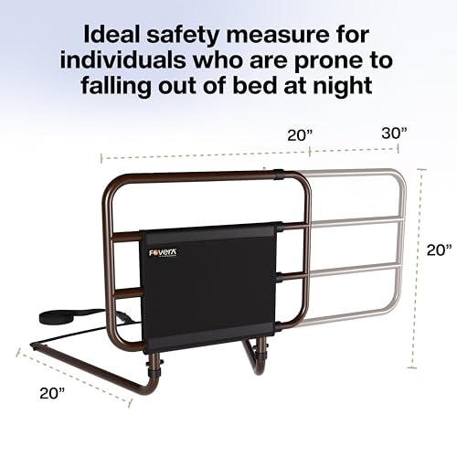 Image of FOVERA Adjustable Bed Safety Rail for Adults, Elderly, Seniors & Surgery Patients - Assist Bar with Storage Pocket for Fall Prevention, Fits Any Bed & Eases Getting in & Out of Bed (Made in India)