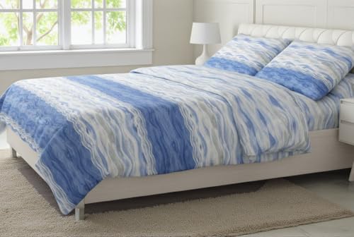 L'Emporio Casa Set Lenzuola in Flanella, Cotone Italiano 100% Pettinato, Anti-Pilling Varie Misure (Pretty Azzurro, Una piazza e mezzo)