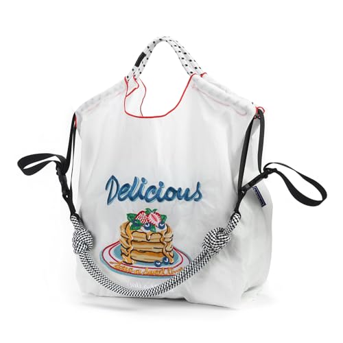 Image of Ball&Chain Embroidery Tote Bag for Women with Shoulder Strap,is a Great Gift for Women, Mom, Teachers, Friends, Bridesmaids (White, Small)