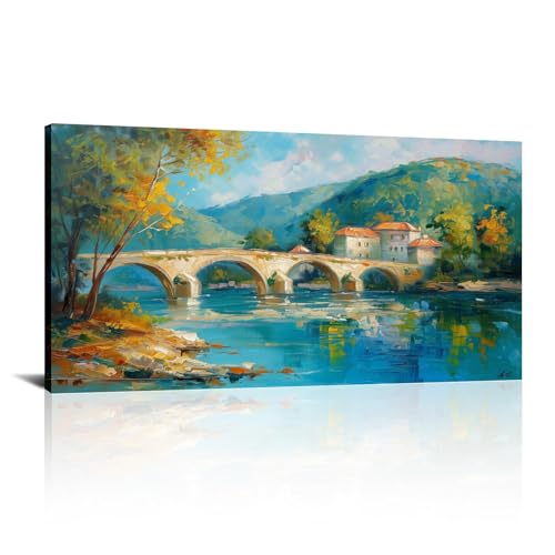 Tableau moderne arbre et lac pour masquer un mur vide avec un paysage de parc