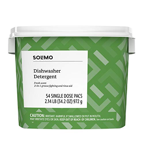 Amazon Brand - Solimo Dishwasher Detergent Pacs, Fresh Scent, 54 Count (Pack of 1)