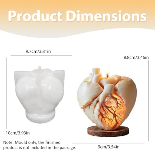 Moule bougie coeur gothique 3D en silicone pour résine époxy et savon