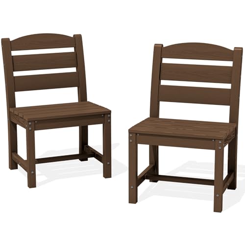Image of SERWALL Armless Modern Dining Chair Set of 2, All Weather Resistant, Black