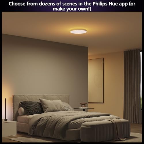 Image of Philips Hue Datura Smart Ceiling Panel (Small Round 2.49in x 15.12in) White & Color Light, Bluetooth Compatible, Voice Control with Alexa, Apple Home & Google Assistant