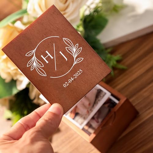 Caja de fotos personalizable para parejas, álbum de fotos en madera, regalo sentimental para aniversario o Día de San Valentín miniatura 2