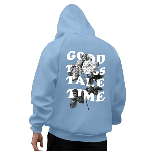 Sweat à capuche pour hommes bleu clair XXXL ample style streetwear