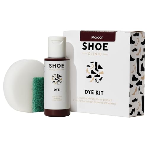 Shoe Clinic Shoe Colouring Kit | Complete Shoe Dye Kit for Leather, Fabric, Satin & Canvas Fabrics | Restore or Change The Colour of Footwear | Use on Trainers, Boots Sneakers & More | (Maroon)