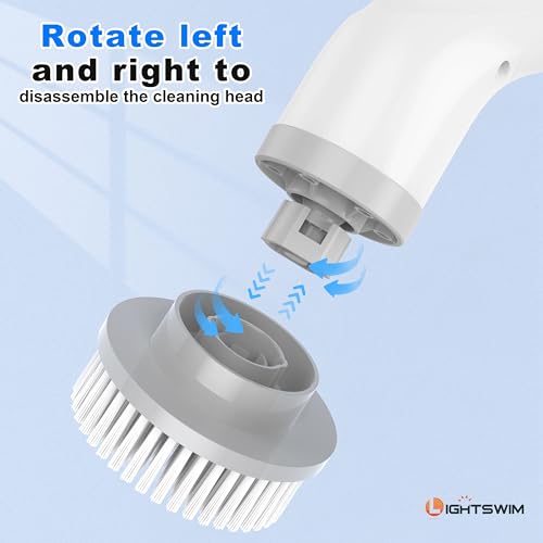 Spazzola elettrica rotante 7 in 1, potente pulizia a 420 giri/min, spazzola per il bagno da 1,5 ore a doppia velocità con braccio di prolunga per cucina, auto, piastrelle, pareti, pavimenti, doccia - Immagine 4